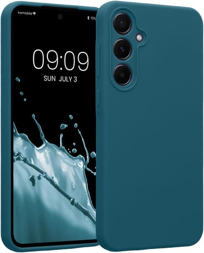 kwmobile telefoonhoesje geschikt voor Samsung Galaxy A55 5G - TPU backcover met siliconen coating - Smartphone case in mat petrol