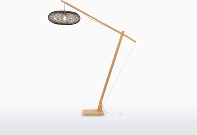 GOOD&MOJO Vloerlamp Cango - Bamboe/Zwart - 175x60x207cm - Scandinavisch,Bohemian - Staande lampen voor Woonkamer - Slaapkamer
