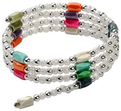 Edelstenen armband Color White Magnetite Wrap - wikkelarmband - magnetiet - wit - rood - groen - paars - blauw - aqua - mint groen - luxe sieraden zakje - armband dames