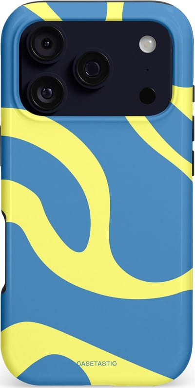 Casetastic hoesje geschikt voor Apple iPhone 17 Pro - MagSafe - Dubbellaagse bescherming - Blauwe Gele Zee Stranden - Fashion Case - Lavendel Goud Lichtblauw