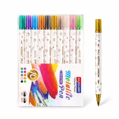 Dubbelzijdige highlighters - 10 kleuren - ronde punt en uitwisbaar - voor tekenen en markeren - set van 10