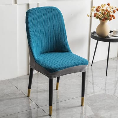 Housses de chaise élastiques pour salle à manger, housse de protection en Arc, extensible, lavable, amovible, pour chaise de cuisine 1-Pcs blue