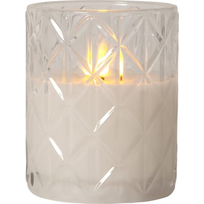 LED Stompkaars in Geribbeld Glas – Warm Wit Licht – Timerfunctie