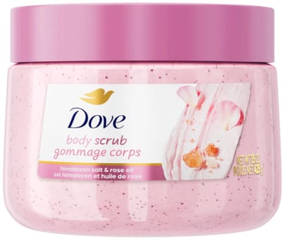 Dove Body Scrub - Himalayan Salt & Rose Oil Body Scrub - Moisturize, Exfoliates and Deeply Nourishes - 444ml