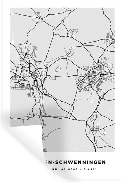 Muurstickers - Sticker Folie - Duitsland - Stadskaart - Plattegrond - Kaart - Villingen-Schwenningen - 20x30 cm - Plakfolie - Muurstickers Kinderkamer - Zelfklevend Behang - Zelfklevend behangpapier - Stickerfolie
