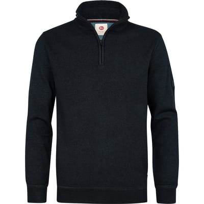 Petrol Industries - Heren Gebreide trui met halfzip steelford - Zwart - Maat S
