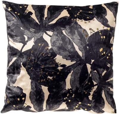 Dutch Decor MOSI - kussenhoes 45x45 cm - bloemenprint - Brazillian Sand - beige, zwart - met rits - zonder binnenkussen