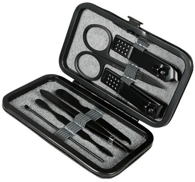 Benson Care Manicureset - 7-delig - zwart - incl. etui - RVS - nagel verzorging
