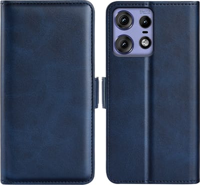 MobyDefend Hoesje - Geschikt voor Motorola Edge 50 Pro - Luxe Wallet Book Case (Sluiting Zijkant) - Blauw