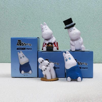 4 Stuks Moomin Cartoon Poppen Decoratie Anime Actiefiguur Q Figuurlijk Auto Bureau Decoratie Model Kinderen Kerst Verjaardagscadeau gray
