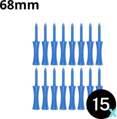 Golf tees - 15 stuks - 68mm - Duurzaam kunststof - Blue - Golf accesoires - Golfset - Golftee