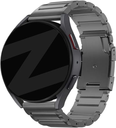 Bandz Titanium Link Strap (Graphite) geschikt voor Garmin Vivoactive 4, Venu 2, Venu 3, Venu 4 - 45mm, Forerunner 255, 265, 570 - 47mm - Premium metalen horlogeband
