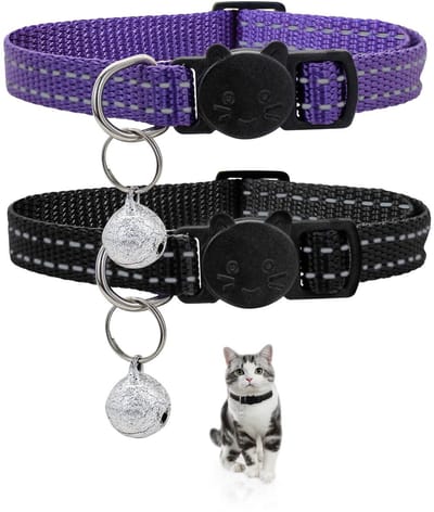 Dailygoods - Reflecterende Kattenhalsband 2 Stuks met Veilige Snelsluiting