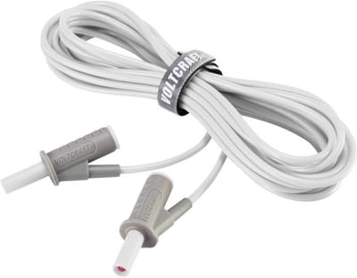 Veiligheidsmeetkabel 5 meter Wit met 4mm Banaanstekkers | Solide Meetkabel