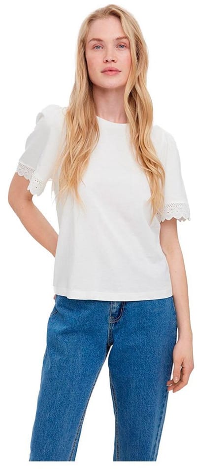Vero Moda Nanett T-shirt Met Korte Mouwen Wit M Vrouw