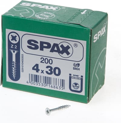 Spax - Spaanplaatschroeven - Pozidrive 2 Platkop - 4 x 30mm - Deeldraad - WIROX (1.000 stuks)