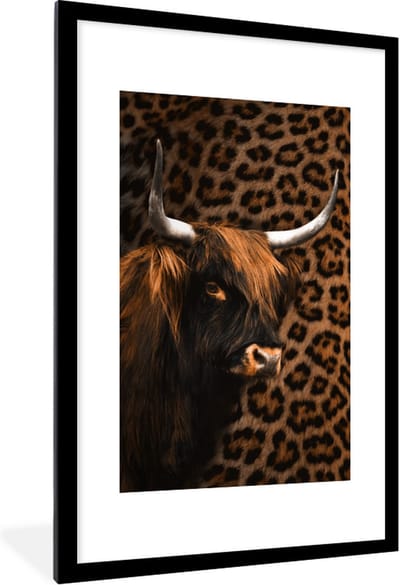 Fotolijst incl. Poster - Schotse Hooglander - Koe - Panter - 80x120 cm - Posterlijst