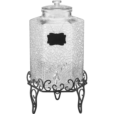Distributeur de Boissons 10L Distributeur de Boissons pour Fêtes en Verre avec Support