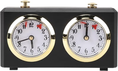 Analoge Schaakklok - Mechanische Timer - Competitie Spel - Batterijvrij Mechanisme - 19x12x7 cm - Zwart