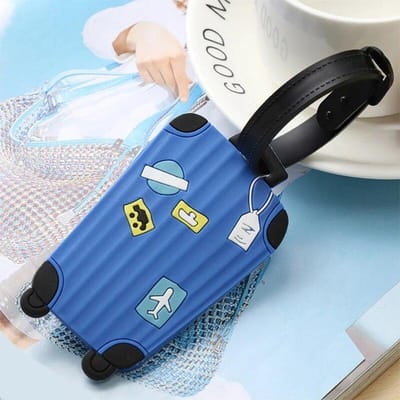 Étiquette de Bagage en Silicone Étiquette d'Identification de Valise Trolley de Voyage Motif Tridimensionnel Sac à Dos Informations de Signature.-A-DH