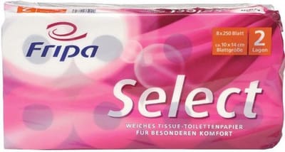 8 Rollen Toiletpapier, tissue, 3-laags Ø 12 cm · 13 cm x 9,8 cm wit Select TAE 180 vellen