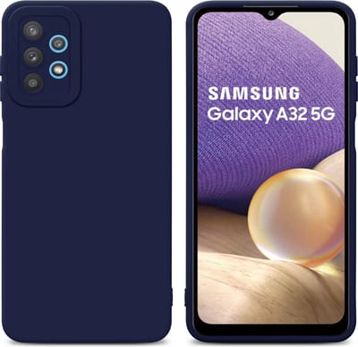 Cadorabo Hoesje geschikt voor Samsung Galaxy A32 5G in FLUID DONKER BLAUW - Beschermhoes gemaakt van flexibel TPU silicone Cover Fluid Case