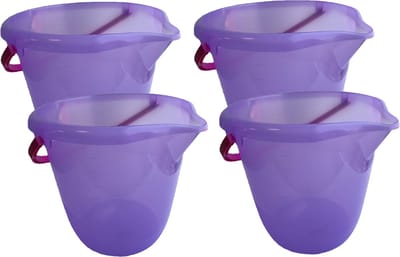 Hega Hogar Emmer - 4x stuks - paars - kunststof - met handvat - 10 liter - 28 x 26 cm