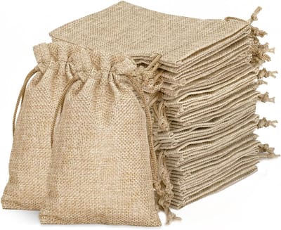 20 Stuks Linnen Trekkoordzakken 13 x 18 cm Jute Opbergzakken voor Cadeaus en Feestjes, Ideaal voor Creatieve Projecten en Handgemaakte Geschenken