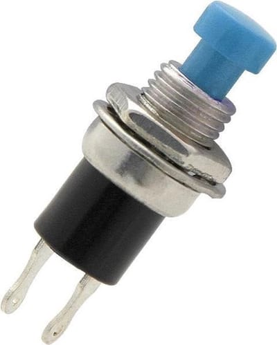 Push schakelaar - 9.5mm - 250V AC - SPST NO - Blauw