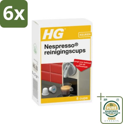 HG Nespresso Reinigingscups 6 stuks per verpakking - Voordeelverpakking - 6 stuks - Nespresso cuphouder schoonmaken - Koffievet verwijderen
