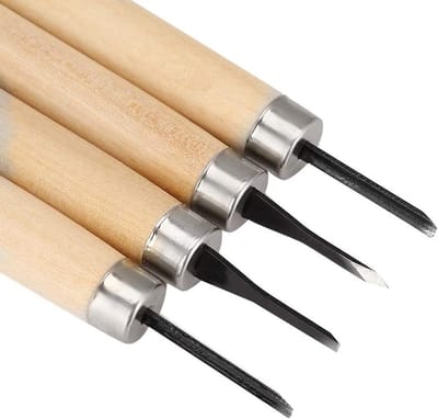 Houten Snijmes Set met 4 Stukken - Handmatige Slijper voor Precisie Snijden en Houtsnijden Tools