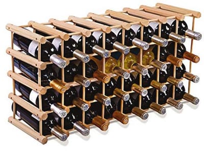Wijnrek voor 36 flessen van massief grenen - Minimalistisch en modern design, stapelbaar, ideaal voor thuis of bar