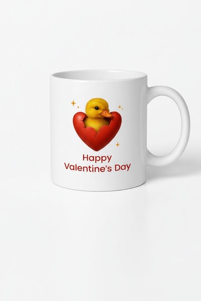 Valentijnsdag Mok met Schattig Eendje in Hart - Happy Valentine's Day Cadeau