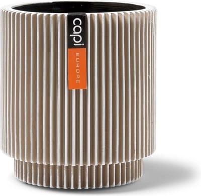Capi Europe - Vaas cilinder Groove Anthracite & Ivory - 11x12 - Ivoor - Opening Ø10 - Bloempot voor binnen - 5 jaar garantie - BGVI312