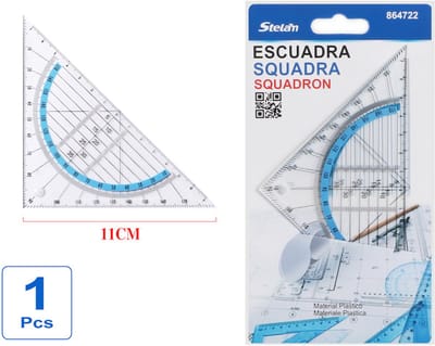 Decopatent - Geodriehoek - Kunststof - 16cm - Schaalverdeling 14 Cm - Transparant - Squadron Geo Driehoek