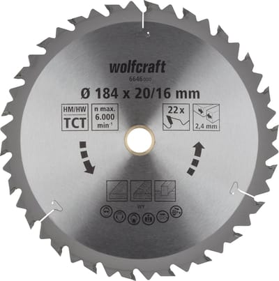 wolfcraft - Cirkelzaagblad 184x20 mm - 22 Tanden - Serie bruin - 6646000