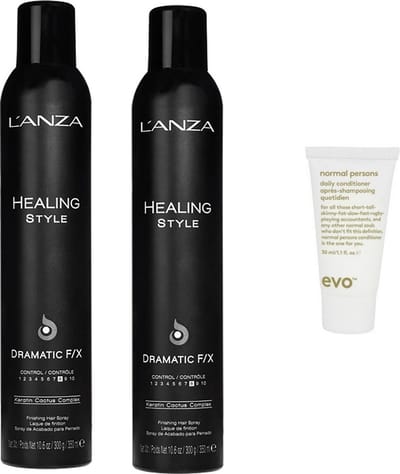2x L'anza Dramatic F/X Haarspray 350ml + WILLEKEURIG Travel Size