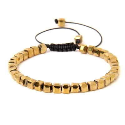Sorprese Armband - Ibiza Beads - Armband Dames - Vierkante Kralen - Goudkleurig - Verstelbaar - Model K