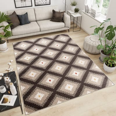 Tapiso Maroko Vloerkleed Tapijt Woonkamer Bruin Maat- 60x100