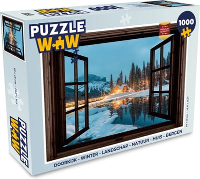 Puzzel Doorkijk - Winter - Landschap - Natuur - Huis - Bergen - Legpuzzel - Puzzel 1000 stukjes volwassenen