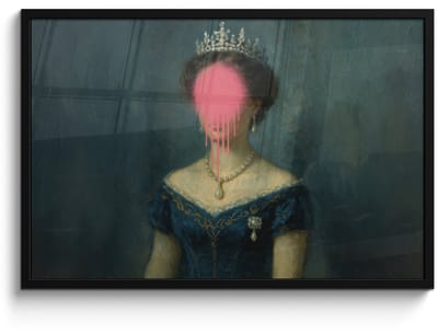 Poster in lijst - Fotolijst 90x60 cm - Posters - Kroon - Roze druipend verf - Portret - Posterlijst zwart - Decoratie - Wanddecoratie woonkamer - Muurdecoratie slaapkamer