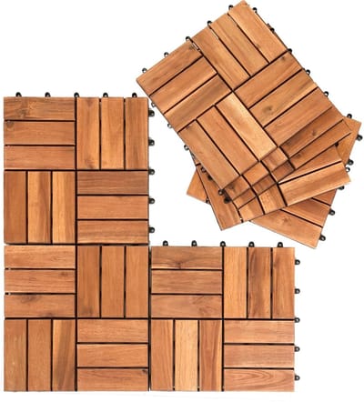 Houten Tegels - Acaciahout Vloer - Terras Buiten - Weerbestendig Makkelijk - 30x30 cm Set 6 - Bruin