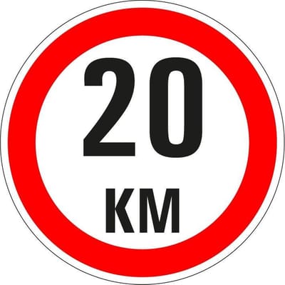 Maximaal 20 km bord - kunststof - A1 300 mm