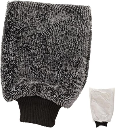 Microvezel Washandschoen - Auto Poets Handschoen - Voertuig Reinigen - Zacht Krasvrij Materiaal - 21x15 cm - Grijs