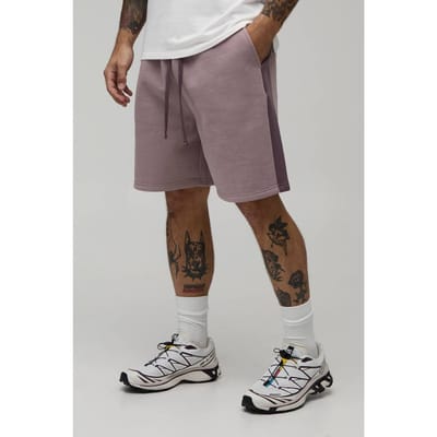 Relaxed Fit Panelled Jersey Short | Mauve | Size XS