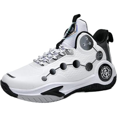 Ademende Schokabsorberende Basketbalschoenen Nieuwe Hoge Basketbalschoenen Heren Dames Enkelbescherming Antislip Sport Trainingsschoenen 36 white