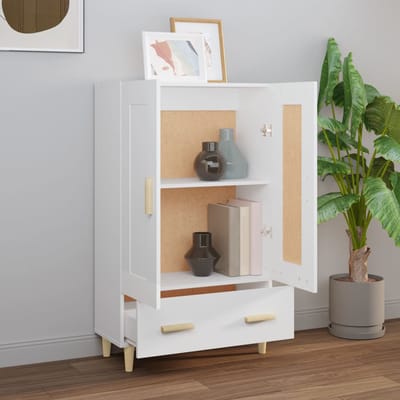 vidaXL - Hoge - kast - 70x31x115 - cm - bewerkt - hout - wit