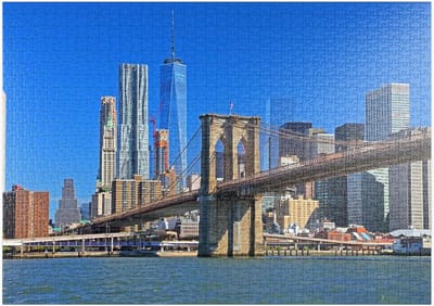 Legpuzzel Brooklyn Bridge - Stadsgezicht Puzzel - Ontspannen Vrije Tijd - Hoge Resolutie Print - 1000 Stukjes - Meerkleurig