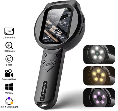 Digitaal Vergrootglas met Scherm 2.8″ IPS 1080P – Handheld Digitale Microscoop 100x voor Elektronica Reparatie & Sieraden Inspectie