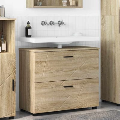 vidaXL - Badkamerkast - Sonoma - Eik - 76,5 - x - 35 - x - 64 - cm - Bewerkt - hout, - Metaal